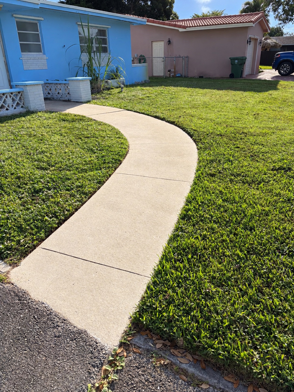 The same Broward walkway spotless after commercial pressure washing
